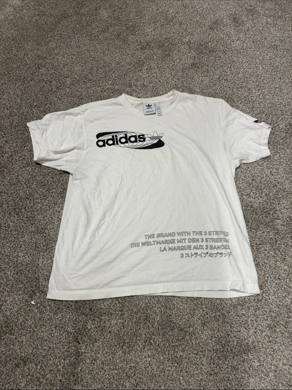 adidas White Short-Sleeve Tee with Black Logo